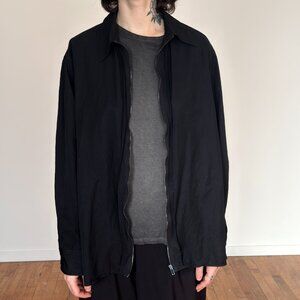 STUDIO NICHOLSON BLACK DIAN SHIRT - TECHNICAL FABRIC MINIMALIST ZIP SHIRT